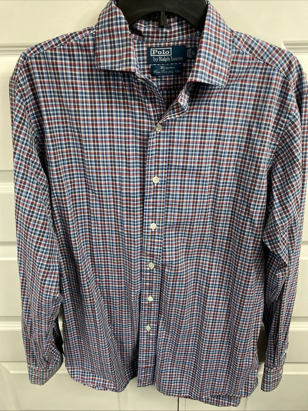 Polo Ralph Lauren Westerton Fine Two Ply 100 Large Plaid Vintage Preppy Shirt